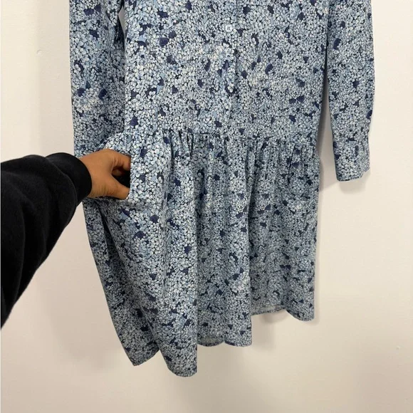 Tuckernuck Hayes Button Front Shirt Dress Blue Hydrangeas XXS